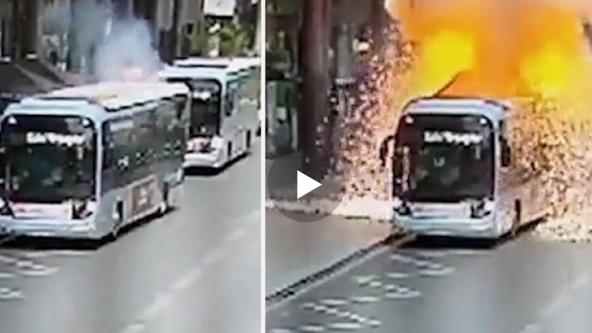 Ja pamjet nga momenti kur autobusi elektrik mer fIak pas shp.erthimit te bateris..(VIDEO)