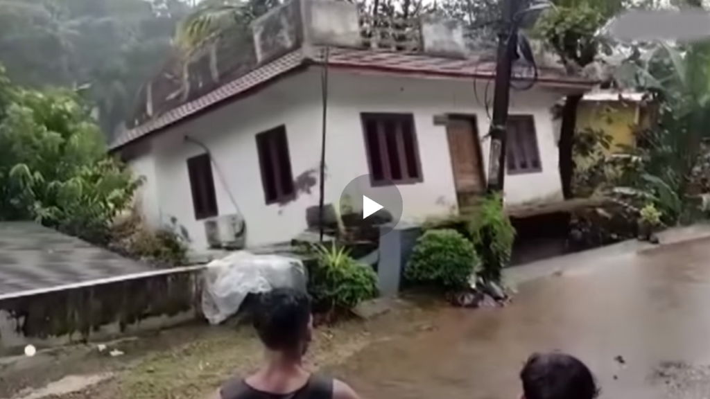 Shikoni pamjet e pazakonta, kur nga perm.bytje shtepit e fshatit arrin te fundosen si lodra..(VIDEO)